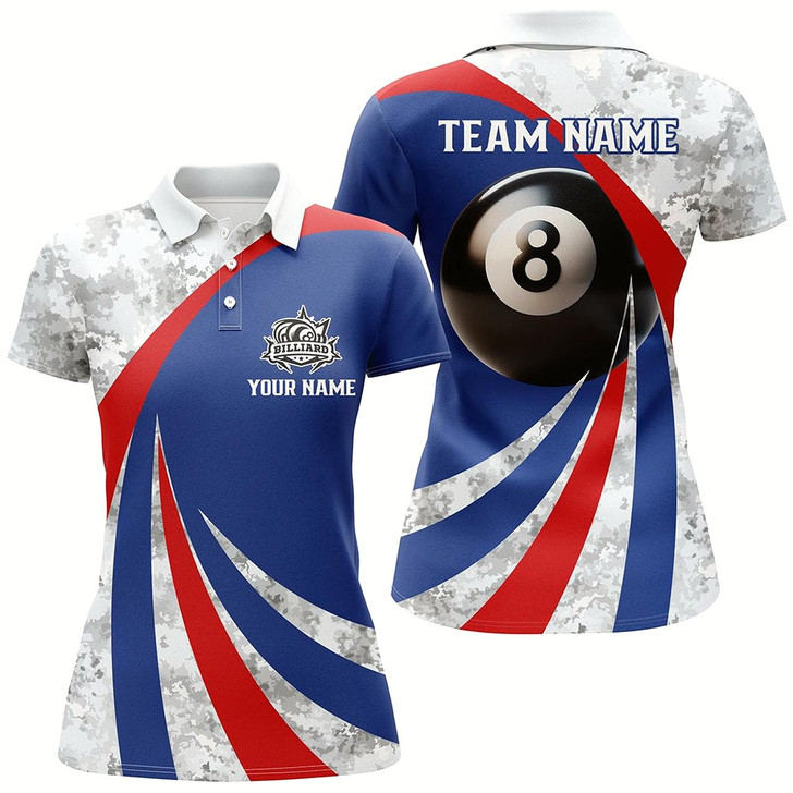 Goofygear Personalized Red And Blue Jerseys 8 Ball Pool Women'S Billiard Polo Shirts Custom Pool Jerseys Attire