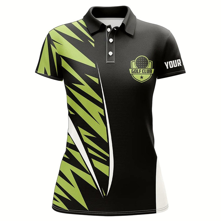 Goofygear Green Camo Black Custom Womens Golf Polo Shirt, Golf Clubs Golf Tops For Ladies, Golfing Gifts