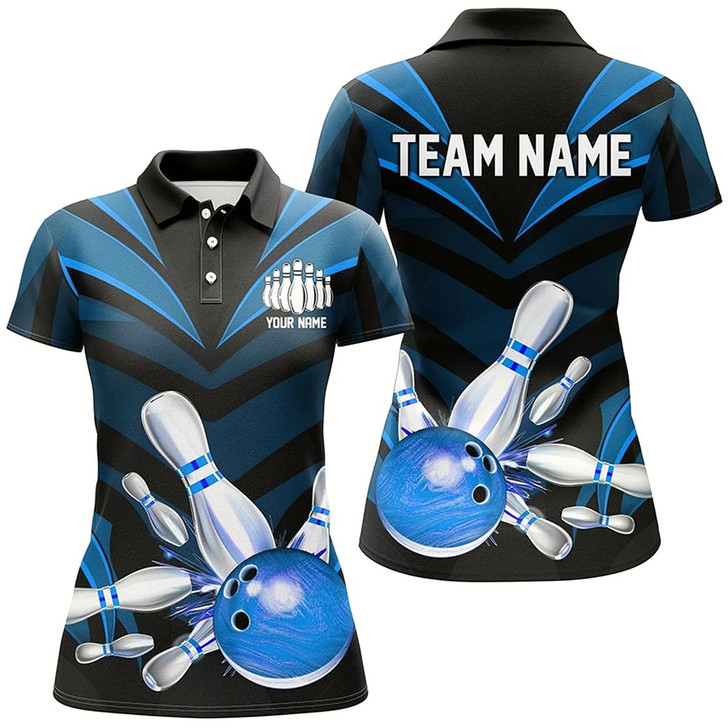 Goofygear Blue Bowling Jersey Strike Bowling Team Shirts, Custom Bowling Uniforms For Women And Women