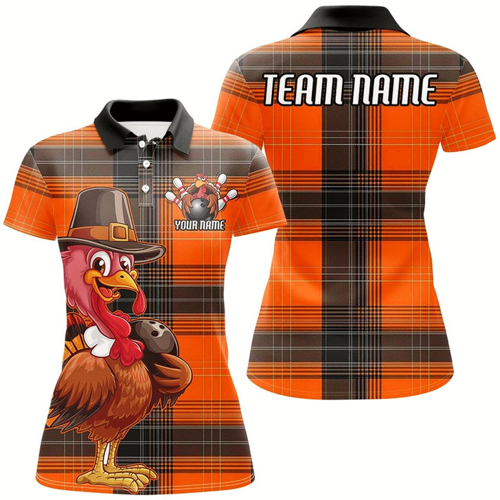 Goofygear Custom Funny Turkey Bowling Shirts For Women, Thanksgiving Bowling Team Shirt Bowler Outfit Style 2