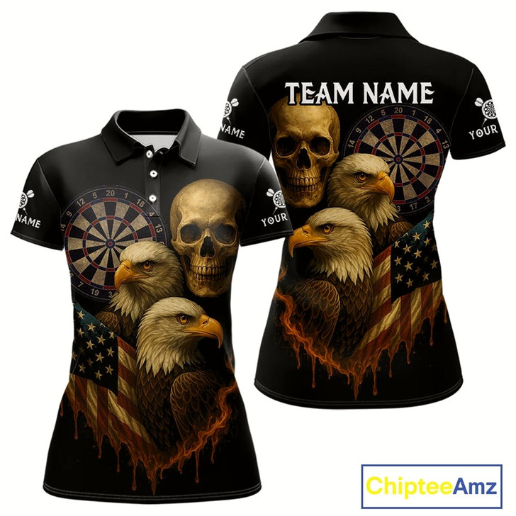 Goofygear Custom Darts Shirt For Women Retro Us Flag Patriotic Dart Jerseys, Vintage Dart Shirts Style 2