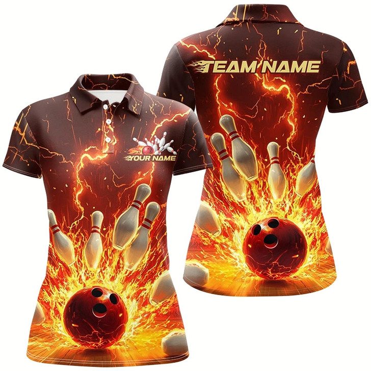 Goofygear Custom Flame Bowling Shirts For Women, Fire Bowling Team League Shirt Bowler Uniform Outfit Style 1