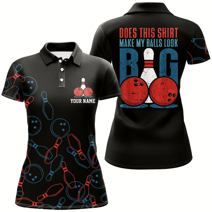 Goofygear Funny Retro Women Bowling Shirts, Personalized Bowlers Jersey Does This Shirt Make My Balls Look Big