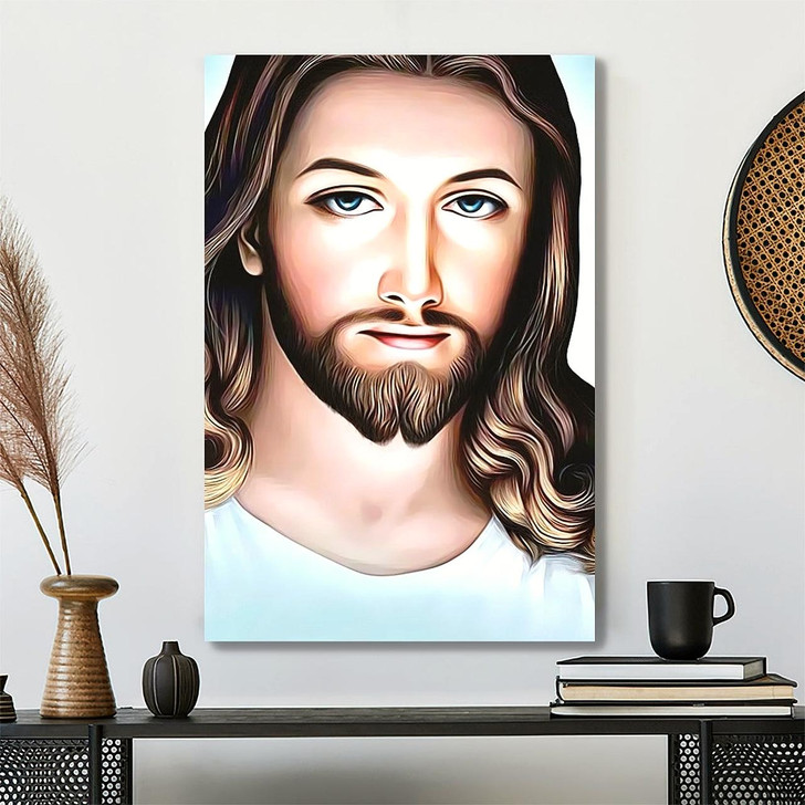 Jesus Canvas Painting Featuring Christ Poster And Bible Verse Canvas Wall Art For Faith-Based Christian Home Decor And