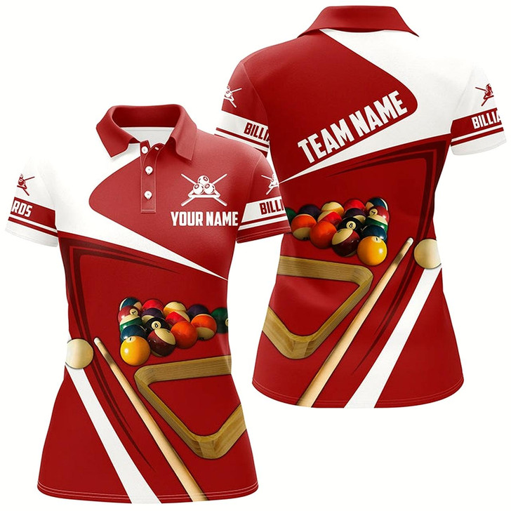 Goofygear Personalized Red Billiard Balls 3D Women'S Polo Shirts Best Custom Name Jerseys Red Pool Player
