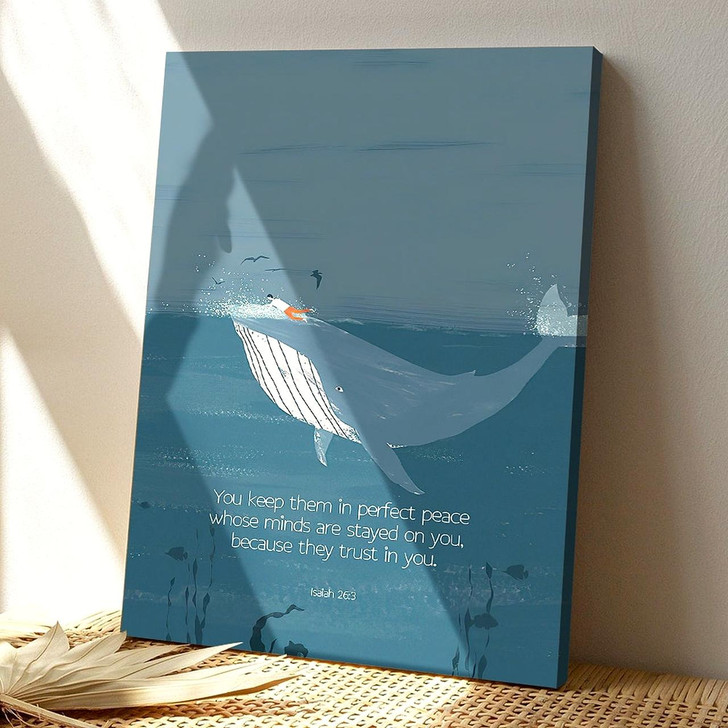 You Keep Them In Perfect Peace Bible Verse With Jesus Lion Painting Canvas Wall Art For Christian Gifts And Faith-Based