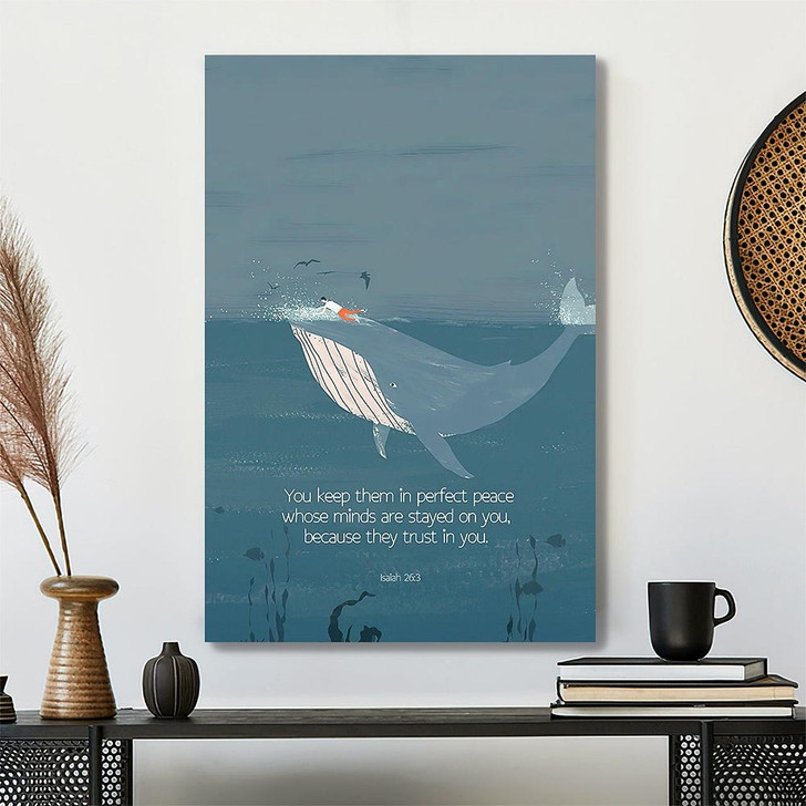 You Keep Them In Perfect Peace Bible Verse With Jesus Lion Painting Canvas Wall Art For Christian Gifts And Faith-Based