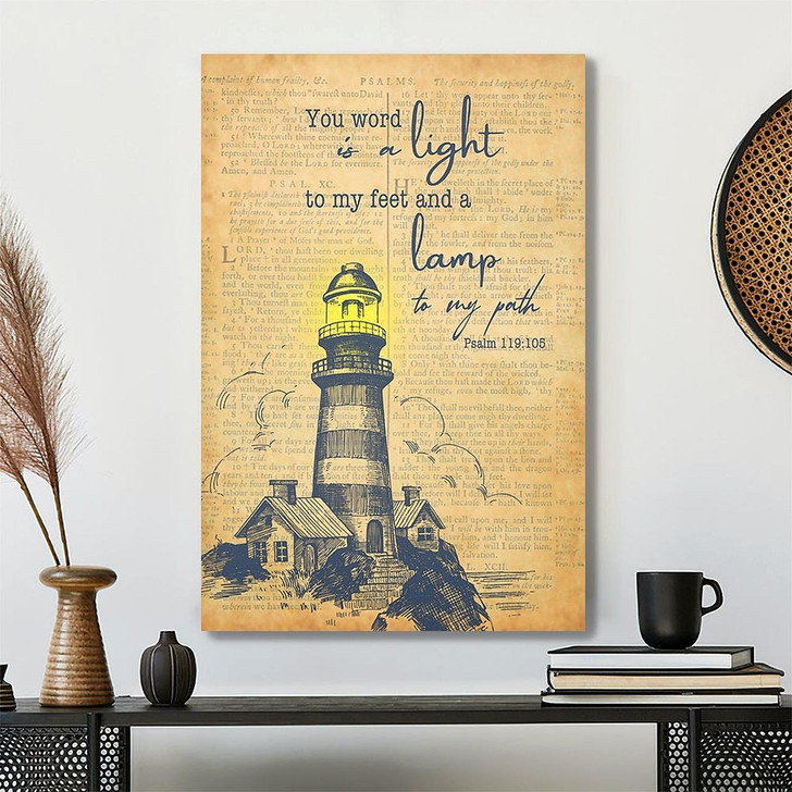 You Word Is A Lamp To My Feet Bible Verse With Jesus Lion Painting Canvas Wall Art Perfect For Inspirational Christian