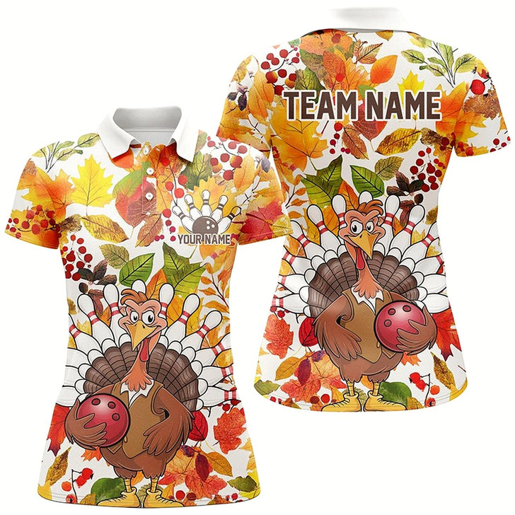 Goofygear Custom Funny Turkey Bowling Shirts For Women, Fall Season Thanksgiving Bowling Team Shirts