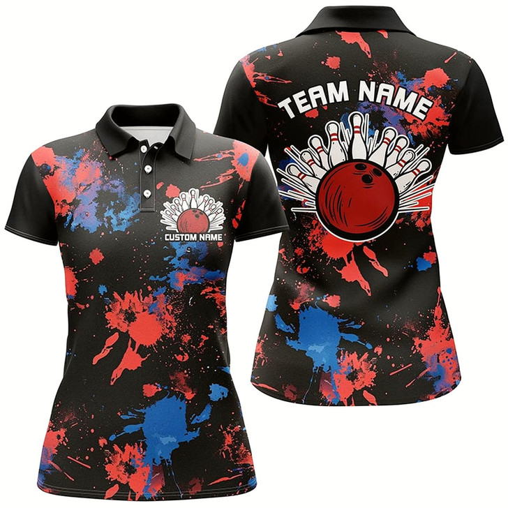 Goofygear Red White And Blue Colors Camo Custom Women Bowling Team Shirts Bowler Outfits