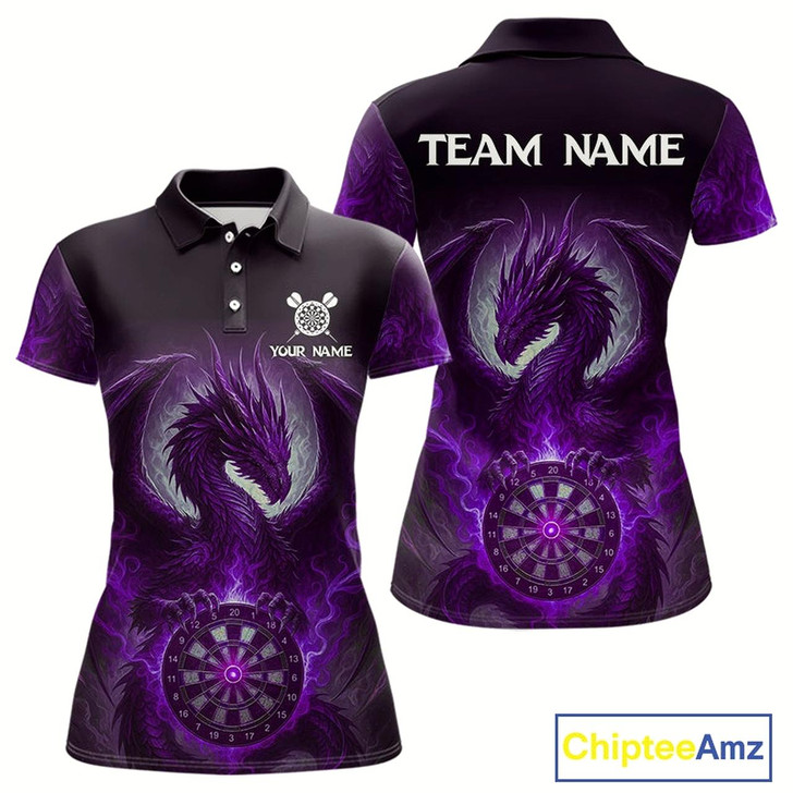 Goofygear Custom Black And Purple Smoke Dragon Dartboard Dart Shirt For Women Outfits Dart Jerseys