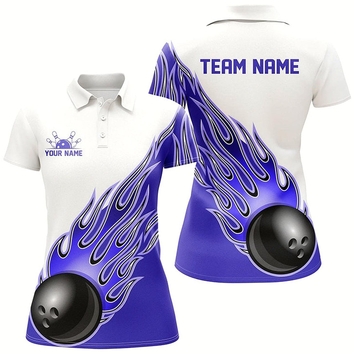 Goofygear Personalized Flame Bowling Shirts For Women, Bowling Ball Custom Bowling Team Shirt Style 1