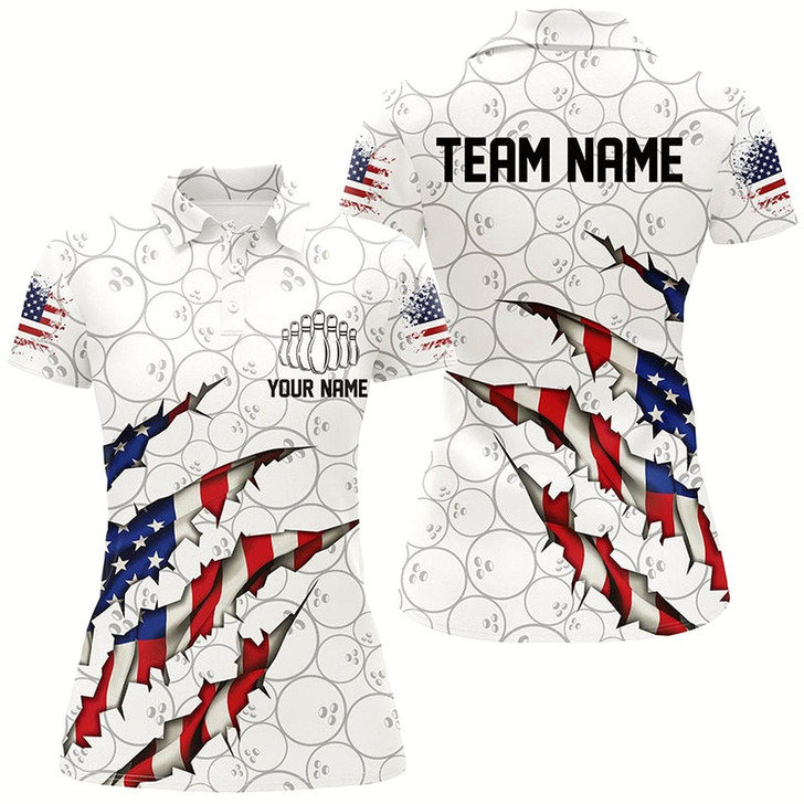 Goofygear Custom Patriotic Bowling Shirts For Women, Us Bowling Team Shirts American Flag Bowling Style 3
