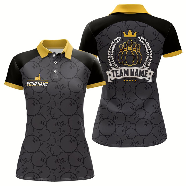 Goofygear Personalized Camo Bowling Shirts For Women, Bowling Team League Jerseys, Retro Bowling Shirts Yellow