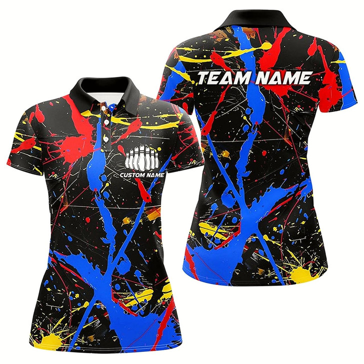 Goofygear Personalized Colorful Bowling Shirts For Women, Custom Name Bowling Team Jerseys Style 1