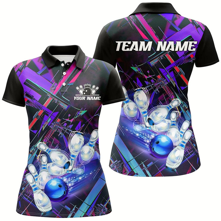 Goofygear Custom Colorful Bowling League Shirts For Women, Bowling Tournament Team Jerseys