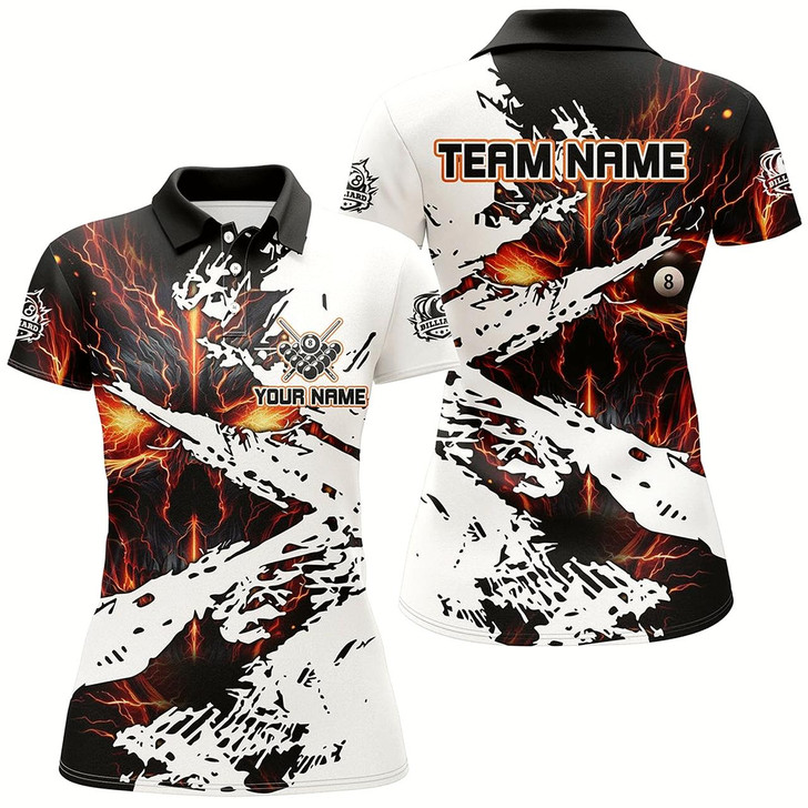 Goofygear Personalized Lightning Skull Billiard Shirts For Women Custom Billiard Jerseys Grunge Style Orange
