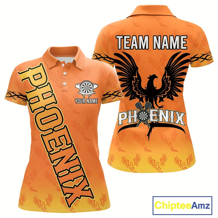 Goofygear Personalized Yellow Phoenix Dartboard Women'S Darts Shirt - Custom Name For Players