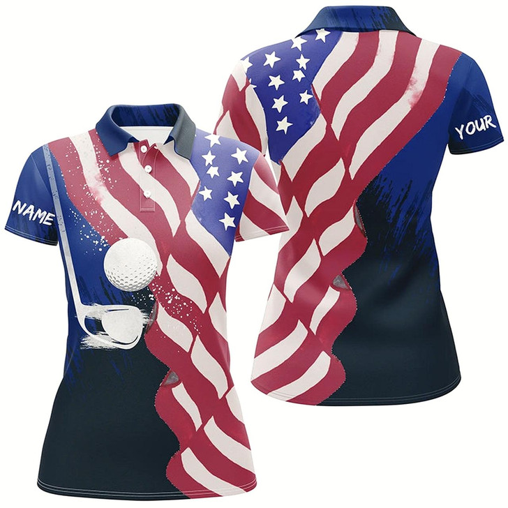 Goofygear Watercolor 3D American Flag Golf Polos 4Th Of July Golfer Gift, Patriotic Golf Tops For Women