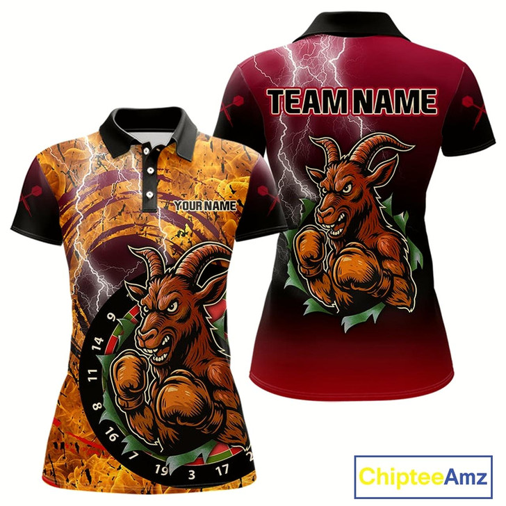 Goofygear Brown Boxing Goat Dartboard Colorful Darts Shirt For Women - Custom Darts Jersey