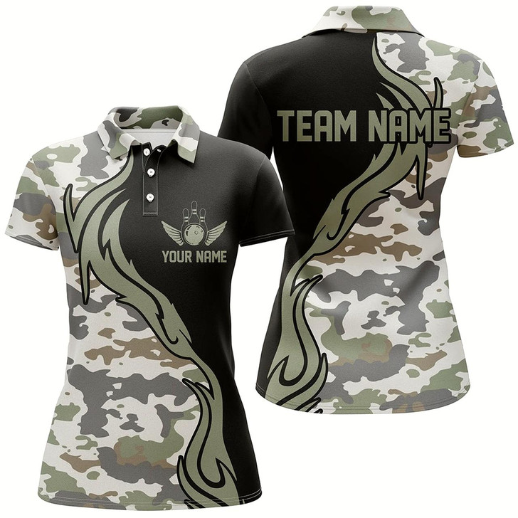Goofygear Personalized Camo Bowling Shirts For Women Custom Bowling Team Jerseys Bowlers Outfits