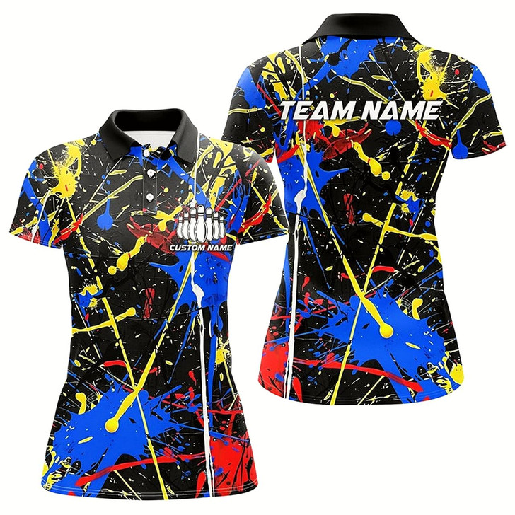 Goofygear Personalized Colorful Bowling Shirts For Women, Custom Name Bowling Team Jerseys Style 2