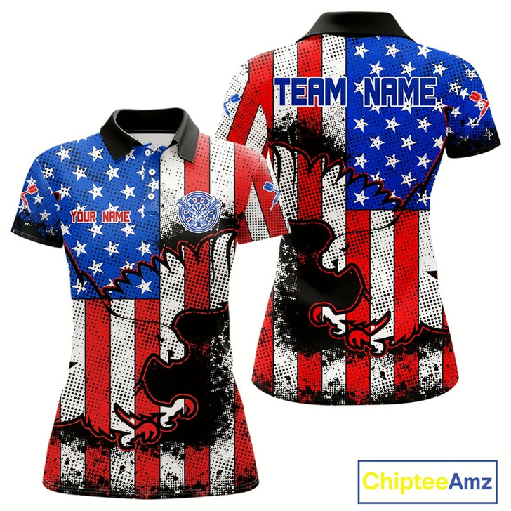 Goofygear Grunge Eagle Us Flag Pattern Custom Dart Shirt For Women, Dart Team Jerseys