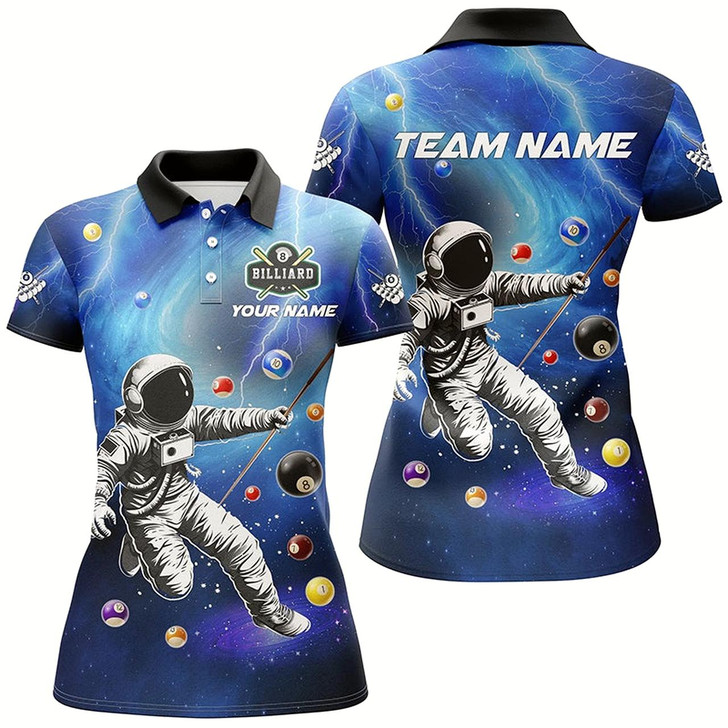 Goofygear Personalized Astronaut Billiard Balls 3D Printed Shirts For Women Custom Funny Billiard Apparel Blue