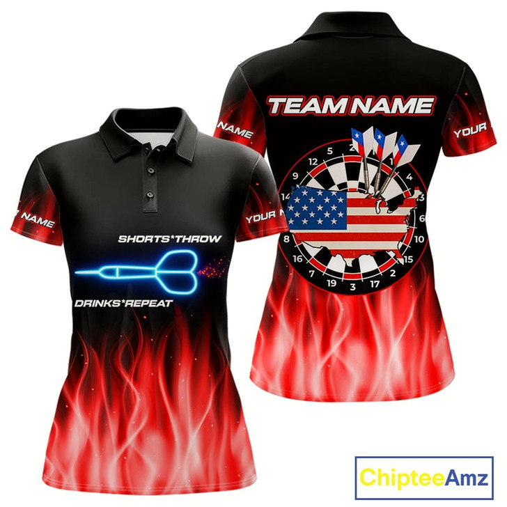 Goofygear Us Flag Dartboard & Dart Arrows Custom Flaming Darts Shirt For Women Opt2 - Red