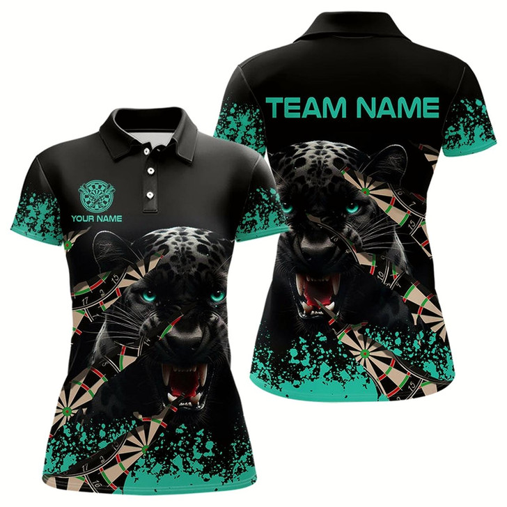 Goofygear Teal Grunge Panther Dart Shirt With Pocket Option For Women Custom Dart Jersey