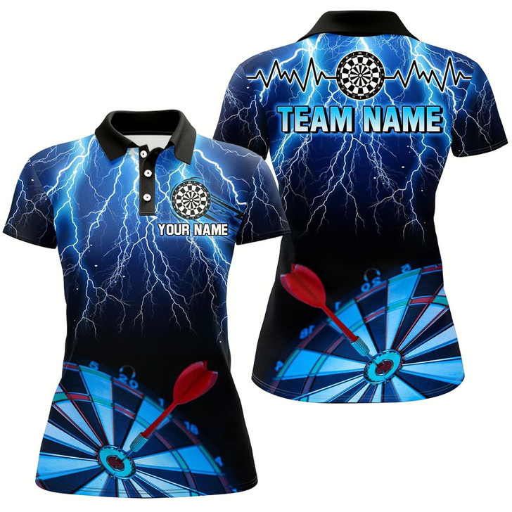 Goofygear Personalized Blue Dartboard Thunder Lightning 3D Women Darts Shirts Custom League Darts Team Shirts
