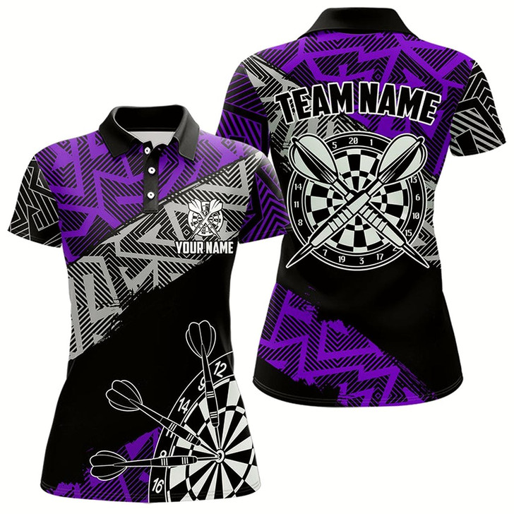 Goofygear Custom Darts Shirts For Women Personalized Zig-Zag Pattern Dart Jerseys, Cool Dart Shirts Blue
