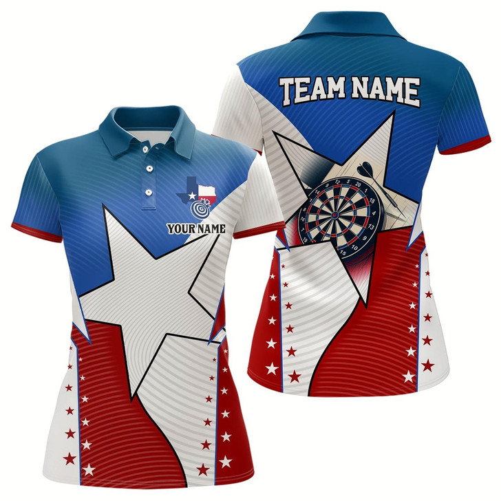 Goofygear Personalized Texas Flag Darts Shirts For Women Custom Name Patriotic Texas Darts Jerseys Apparel