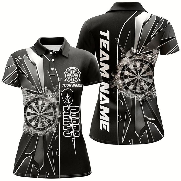 Goofygear Personalized Black Break Glass 3D Darts Shirts For Women Custom Dart League Shirts Best Darts Jersey