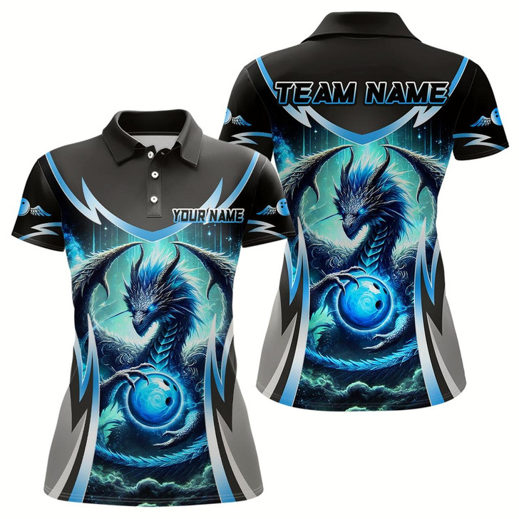 Goofygear Blue Lightning Dragon Bowling Shirts For Women Custom Team Bowling Jerseys, Gifts For Bowler