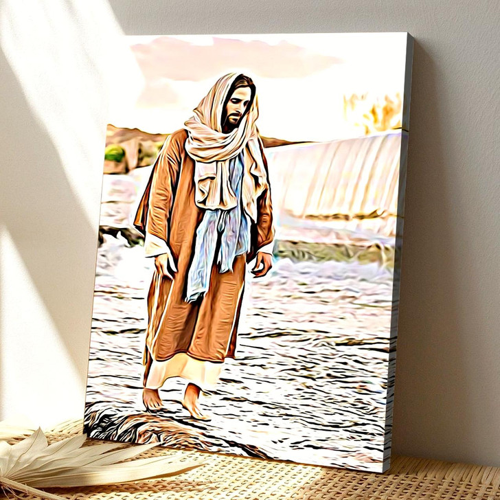 God Walks On Water Canvas Wall Art Featuring Bible Verse And Scripture For Christian Gifts