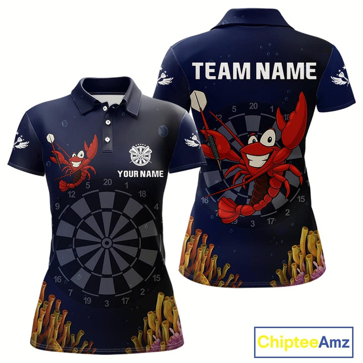 Goofygear Maroon Lobster & Dartboard In The Ocean Women'S Darts Shirt - Custom Name For Players