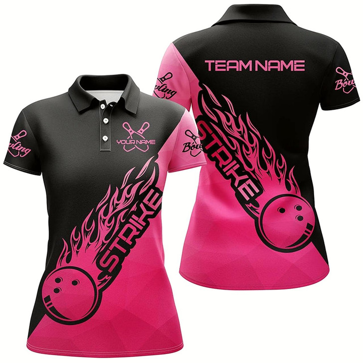 Goofygear Custom Bowling Shirts For Women, Bowling Team Shirts Bowling Strike Pink Style 3