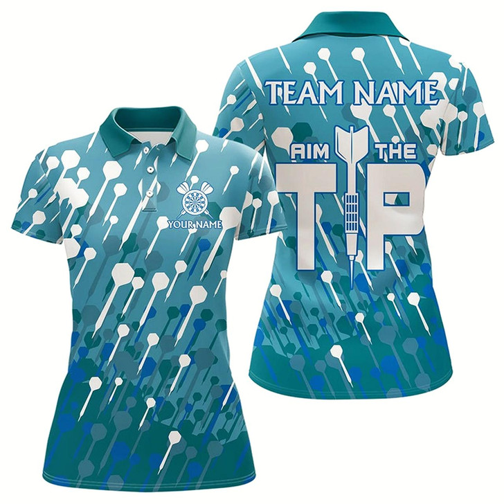 Goofygear Aim The Tip Arrow Pattern Custom Dart Shirts For Women, Funny Dart Team Shirts Dart Jerseys Blue