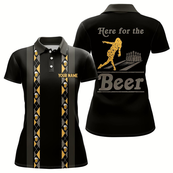 Goofygear Personalized Black Retro Bowling Shirts For Women Custom Here For The Beer Bowling Team Jerseys