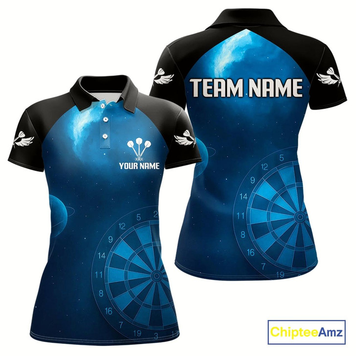 Goofygear Galaxy-Themed Darts In Space Women'S Darts Shirt - Custom Name For Dart Players