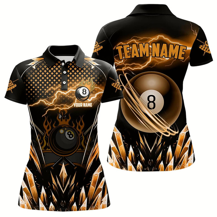 Goofygear Personalized Orange Icy Lightning 8 Ball Pool Women Billiard Shirt Custom Billiard Team League Jersey