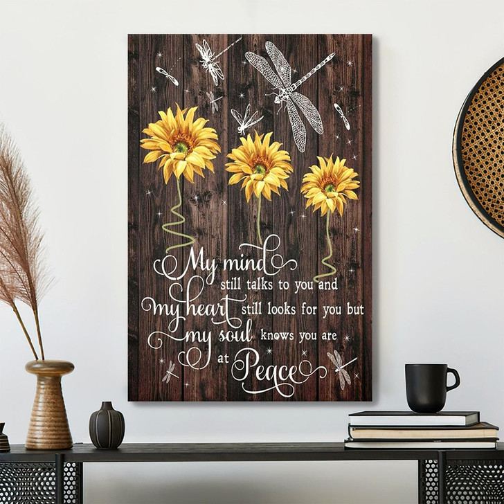 My Mind Still Talks To You Dragonfly Canvas Wall Art With Bible Verse And Scripture For Christian Remembrance Decor
