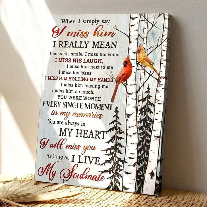 My Soulmate Cardinal Canvas Wall Art Featuring Bible Verse And Scripture For Christian Love And Remembrance Decor