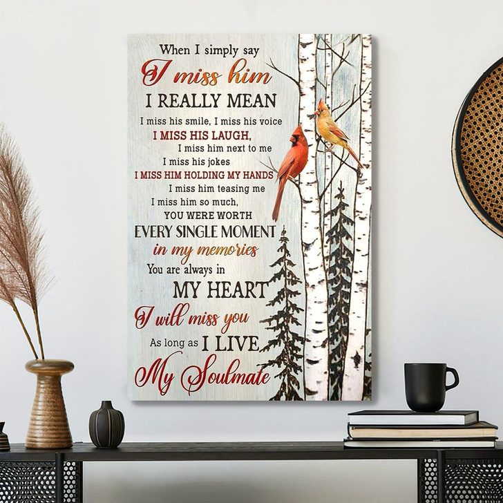 My Soulmate Cardinal Canvas Wall Art Featuring Bible Verse And Scripture For Christian Love And Remembrance Decor