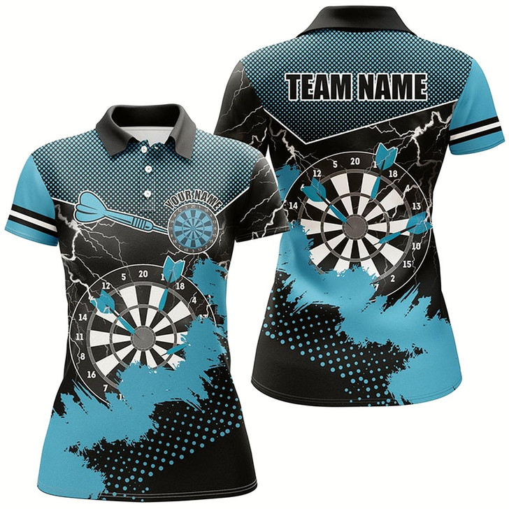 Goofygear Personalized Blue Grunge Lightning Dart Shirts For Women Custom Dart Jerseys Team Uniform