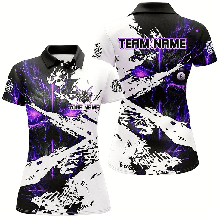 Goofygear Personalized Lightning Skull Billiard Shirts For Women Custom Billiard Jerseys Grunge Style Purple