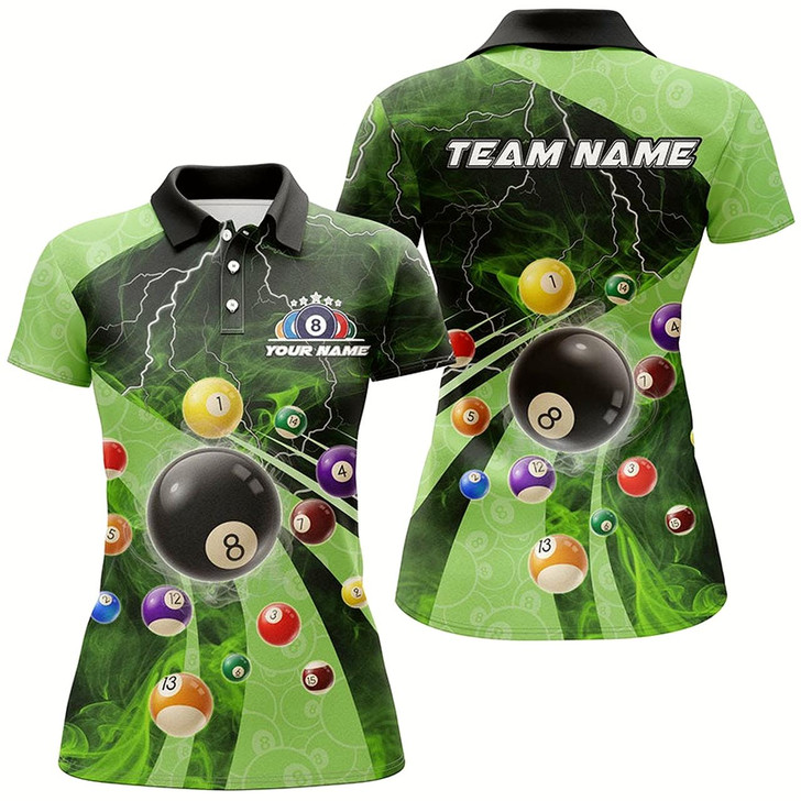 Goofygear 3D Billiard Balls Pool Shirts For Women Customized Lightning Billiard Jerseys Shorts Sleeve Green