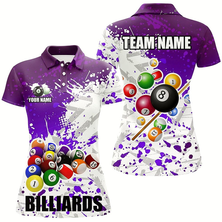 Goofygear Personalized Purple Billiard Balls Paint Splash Women Billiard Shirts, 3D Billiard Jerseys Attire