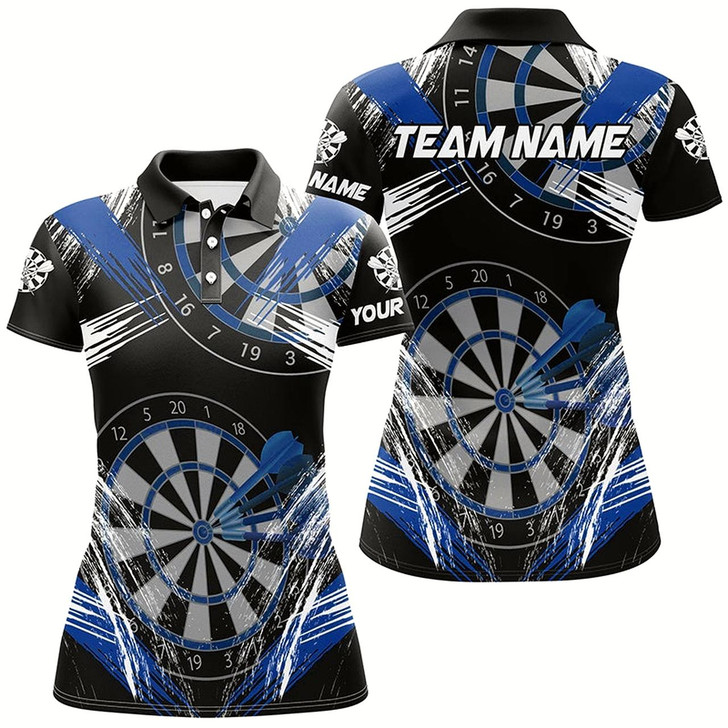 Goofygear Personalized Darts Tournament Grunge Style Darts Shirts For Women Custom Darts Team Jerseys Blue